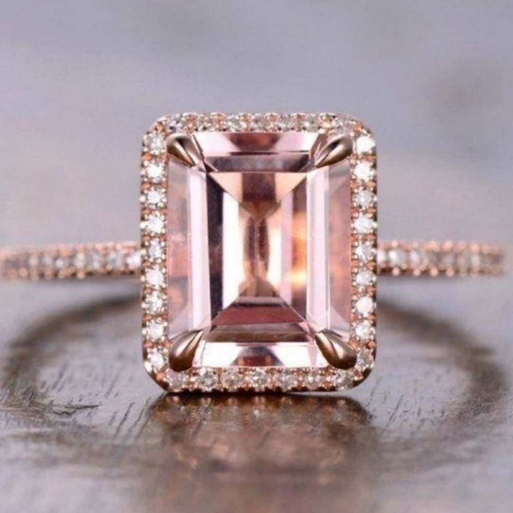 NEW 18K RING ROSE GOLD RING MORGANITE RING